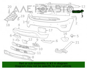 Suportul de prindere al bara fata sub farul din dreapta pentru Jeep Grand Cherokee WK2 14-16 este rupt