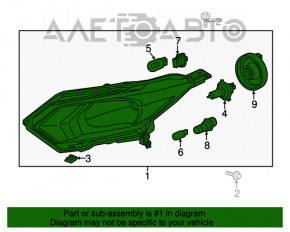 Far dreapta fata goala Honda HR-V 16-22 halogen, suport rupt, fisura, necesita polizare.