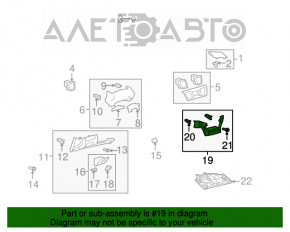 Capacul genunchiului pentru șofer Toyota Highlander 08-13 gri, fără buzunar, prindere ruptă, plastic decolorat.