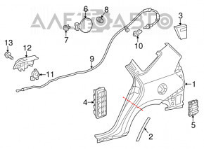 Aripa spate stânga Toyota Prius V 12-17, pe caroserie, verde.