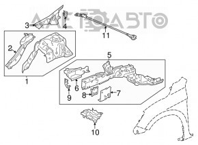 Panoul frontal stânga cu stâlp central pentru Honda Accord 13-17, argintiu.