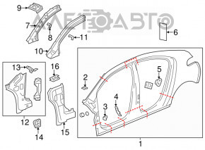 Aripa din spate, partea dreapta, Chevrolet Volt 11-15, rosie, cu lovituri.