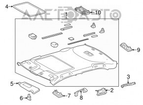 Acoperirea tavanului pentru Toyota Camry v50 12-14 SUA sub trapa gri.