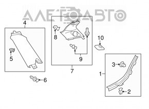 Capac prag interior spate stânga Audi Q5 8R 09-17, neagră, zgâriată, uzată.