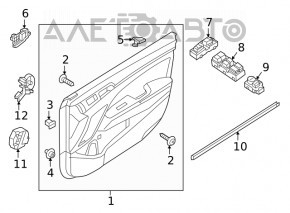 Capacul ușii, cartela din față dreapta Hyundai Elantra AD 17-20, material textil gri pentru curățare chimică.