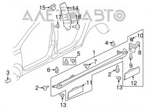 Порог правый VW CC 08-17 черный, тычки, царапины, надрыв