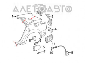 Aripa spate dreapta din spate Lexus RX300 RX330 RX350 RX400h 04-09 argintie 6T1, tija