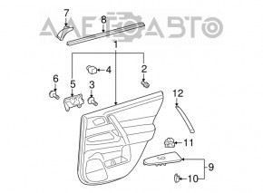 Capacul ușii din spate dreapta Toyota Highlander 08-13 gri, cu inserție de lemn deschis, JBL, zgârieturi.