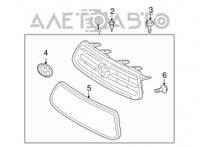 Решетка радиатора grill Toyota Highlander 08-10 hybrid, с эмблемой, песок