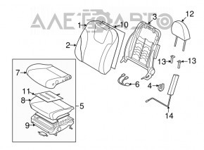 Пассажирское сидение Subaru Forester 14-18 SJ с airbag, механич, кожа серая,под чистку