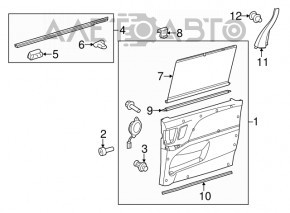 Capacul usii spate stanga Toyota Sienna 11-14 gri cu perdea.