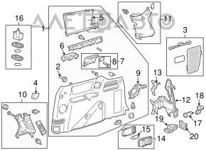 Capacul arcului drept Toyota Sienna 11-14 bej, fără perdea.