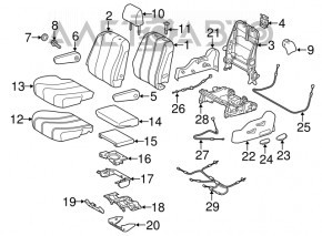 Rândul din spate al scaunelor stânga, al doilea rând Toyota Sienna 11-14, catifea gri, pentru 8 locuri, manual, pentru curățare chimică, ruptură.