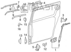 Roata din spate dreapta de sus a usii Toyota Sienna 11-20 cu suport.