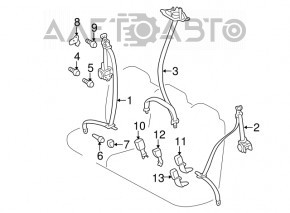 Centura de siguranță a treia rând dreapta spate pentru Toyota Sienna 11-14 gri.