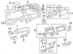 Consola centrală sub bordul Toyota Sienna 11-14 gri, 2 piese, zgârieturi