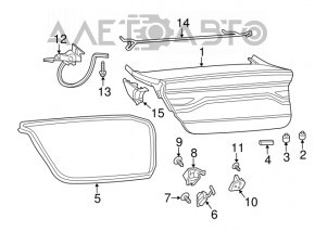 Крышка багажника Dodge Dart 13-16 серебро PSC, тычки