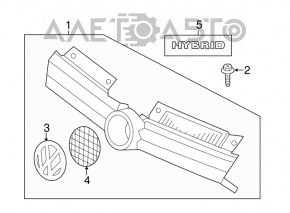 Решетка радиатора grill VW Jetta 11-14 USA без значка, песок,