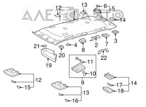 Acoperirea tavanului Toyota Sequoia 08-16, plafon-display, bej, pentru curățare.