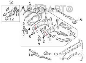 Capacul de protecție al suportului frontal drept Lincoln MKC 15- tip 1