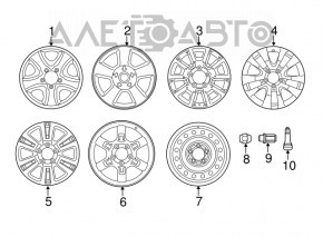 Roata de rezervă de dimensiuni normale pentru Toyota Sequoia 08-16 R18 ruginită