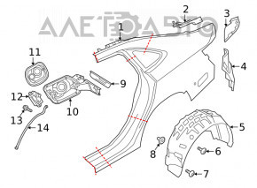 Aripa spate dreapta VW Jetta 19- albastru, pe caroserie