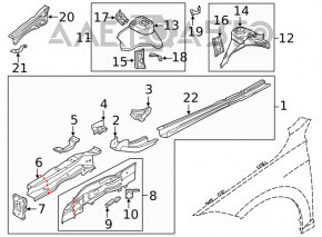 Partea din față dreapta a VW Jetta 19 - gri cu stâlp central, antene, pistol îndoit.