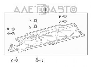 Protecția podelei stânga Toyota Camry v70 18- este ruptă, șifonată, zdrobită.