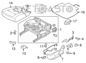 Scaun de pasager pentru VW Tiguan 09-17 fără airbag, material textil negru