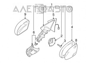 Oglindă laterală stângă VW Tiguan 09-17, 6 pini, semnalizare, încălzire, gri