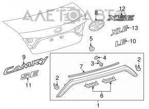 Молдинг крышки багажника Toyota Camry v55 15-17 usa LE