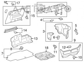 Dimensiunea portbagajului Toyota Camry v55 15-17 hibrid SUA