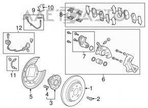 Placa de frână spate dreapta Acura TLX 15- 10 mm, cioburi