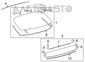 Geamul ușii din spate a portbagajului Toyota Prius 50 16- mic.