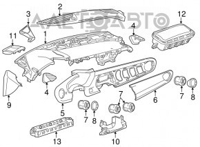 Torpedo fără airbag pentru panoul frontal Chevrolet Camaro 16-