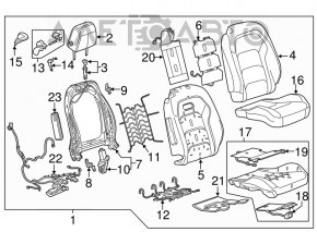 Scaun de pasager Chevrolet Camaro 16 - airbag, electric, textil, negru-gri.