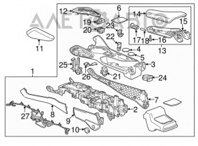 Consola centrală cu cotieră și suporturi pentru pahare pentru Chevrolet Camaro 16 - negru