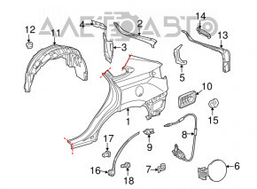 Aripa spate dreapta a un sfert de Lexus RX350 RX450h 10-15 maro, tija