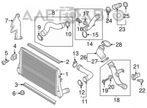 Tubul de admisie aer stânga mijlocie VW Passat b8 16-19 SUA 1.8T, 2.0T plastic nou OEM original