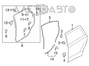 Ușa din spate stânga asamblată Subaru Legacy 15-19 grafit K6U cu mâner.