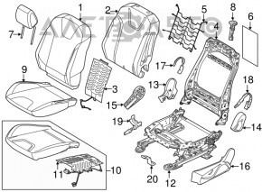 Pernele de scaun din față stânga Ford Focus mk3 15-18 restilizat, tip 2, material textil negru