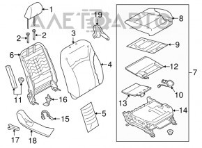 Пассажирское сидение Subaru Legacy 15-19 с airbag, электро, кожа черн, под чистку