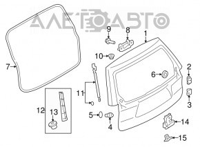 Дверь багажника голая со стеклом Subaru Forester 14-18 SJ графит 61K, тычка