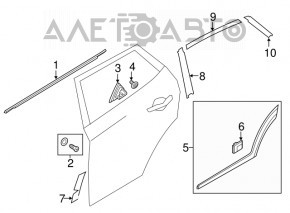 Moldura geamului ușii spate central dreapta Hyundai Tucson 16-20, nou, original OEM