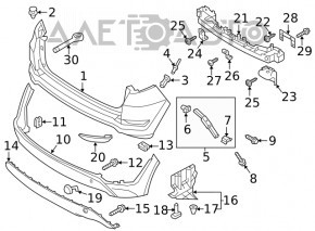 Bara spate goală Hyundai Tucson 16-18 pre-restilizare cu senzori de parcare, nouă, originală OEM.