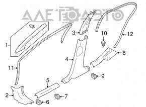 Capacul pragului din spate dreapta pentru Nissan Versa 12-19 SUA, gri