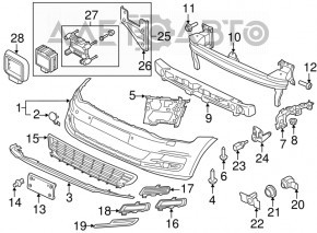 Grila bara stânga VW Golf 15-17 fără crom, sub faruri de ceață, nouă, originală