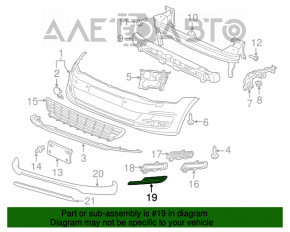 Grila bara fata dreapta VW Golf 15-17 fara crom nou original