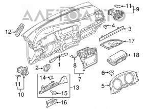 Capacul torpedoului pentru genunchiul șoferului VW Golf 15- negru