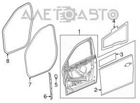 Ușă asamblată față stânga Chevrolet Malibu 13-15 sub moliură, bordo 406Y, maner